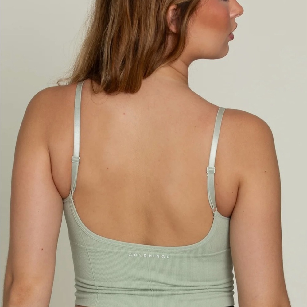 Goldhinge LIGHT GREEN ORIGINAL RIBBED YOGA TANK TOP